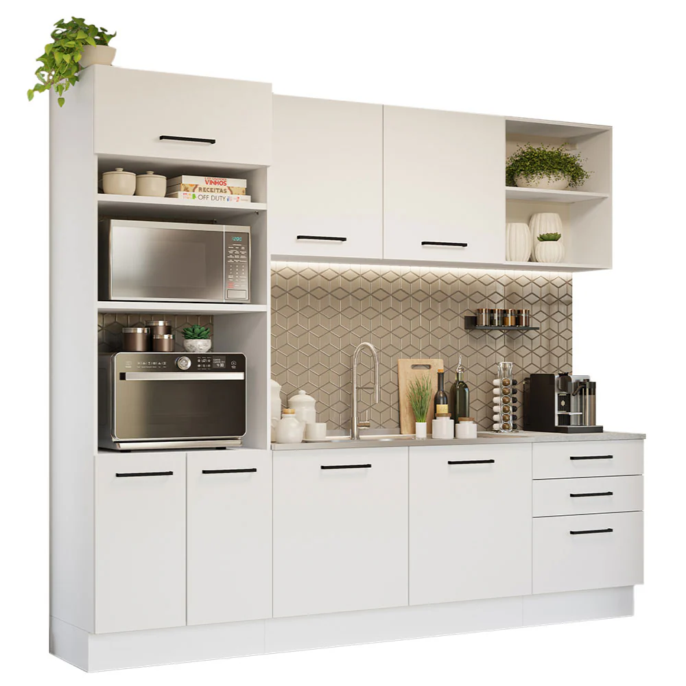 Armário de Cozinha Completa 250cm Branco Agata Madesa 01 - Image 2