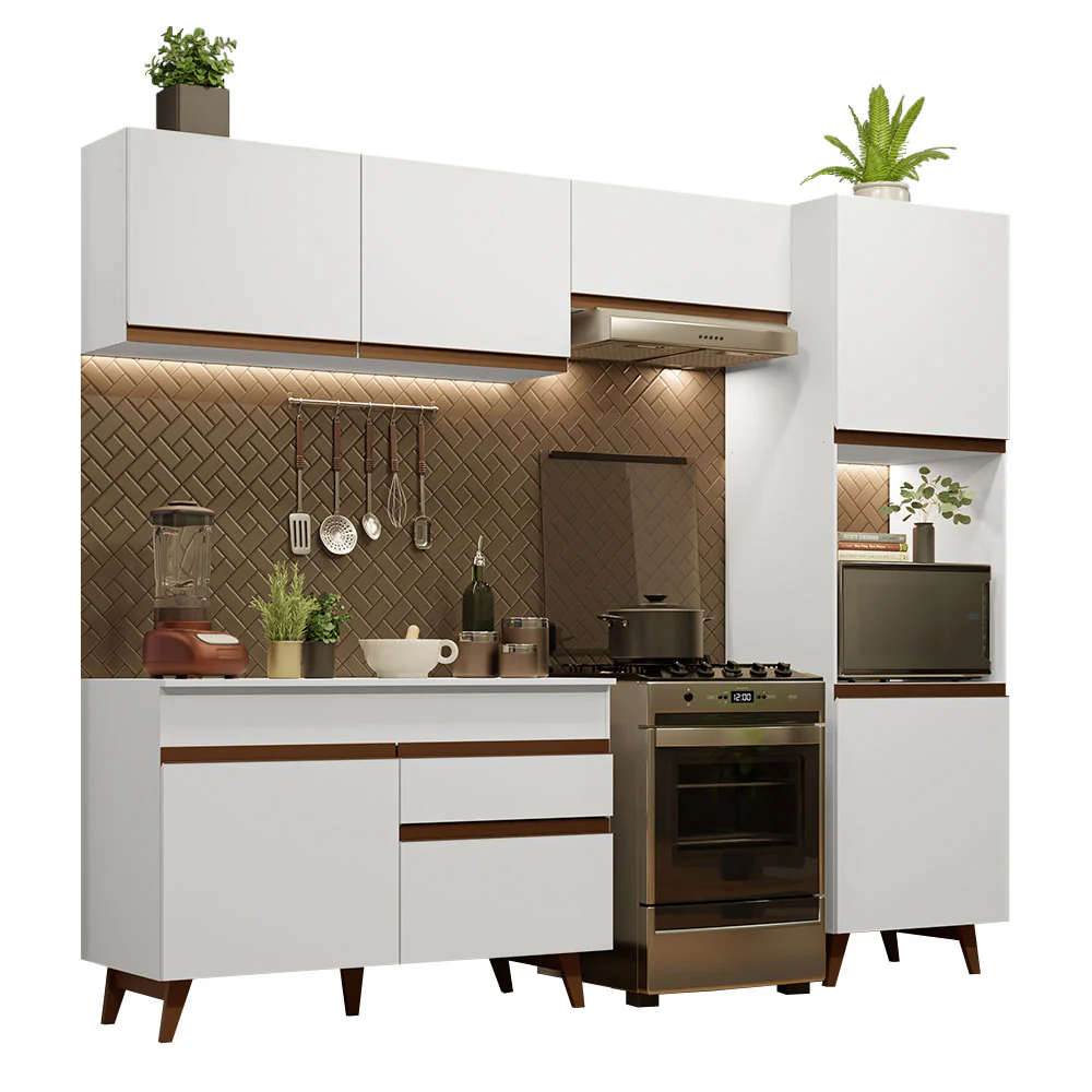 Armário de Cozinha Completa 250cm Branco Reims Madesa 06 - Image 2