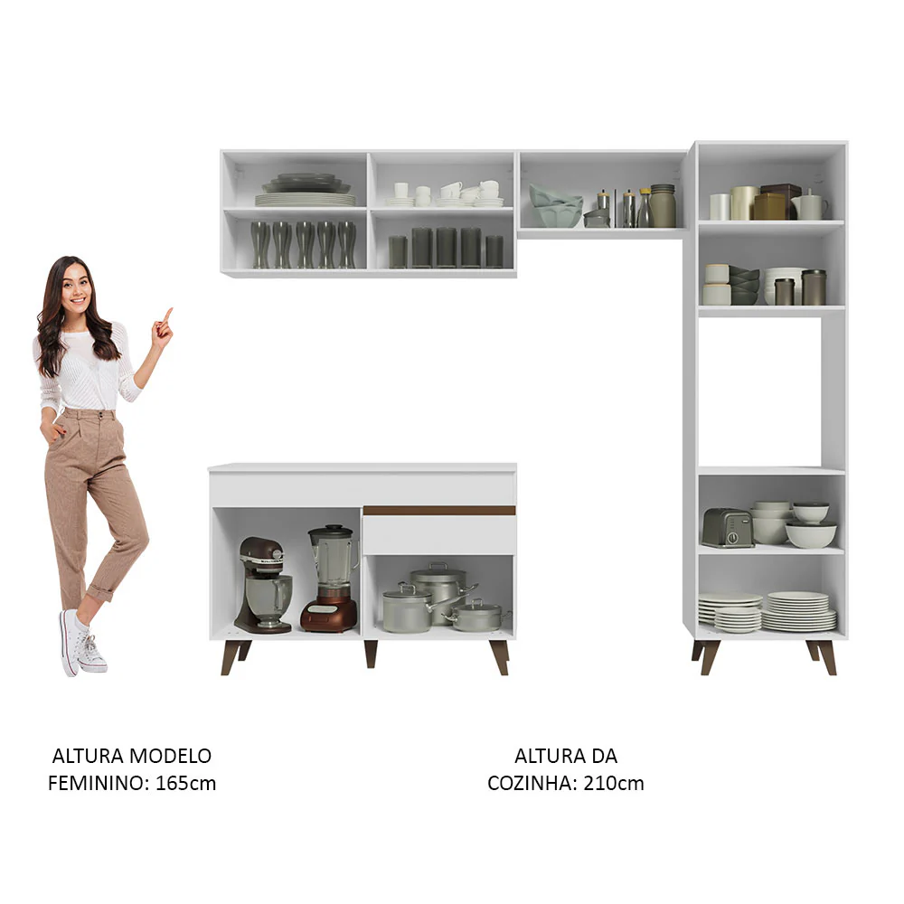 Armário de Cozinha Completa 250cm Branco Reims Madesa 06 - Image 5