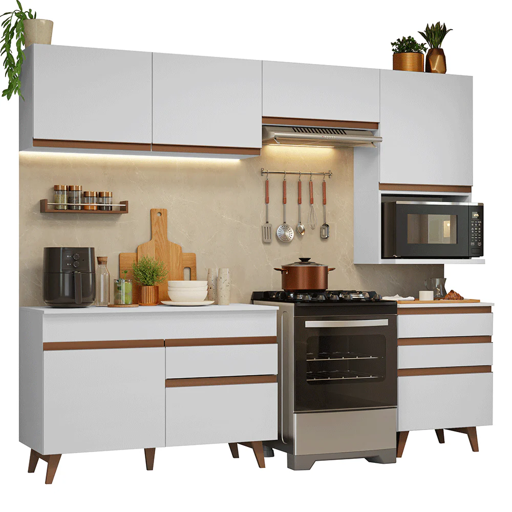Armário de Cozinha Completa 250cm Branco Reims Madesa 07 - Image 2