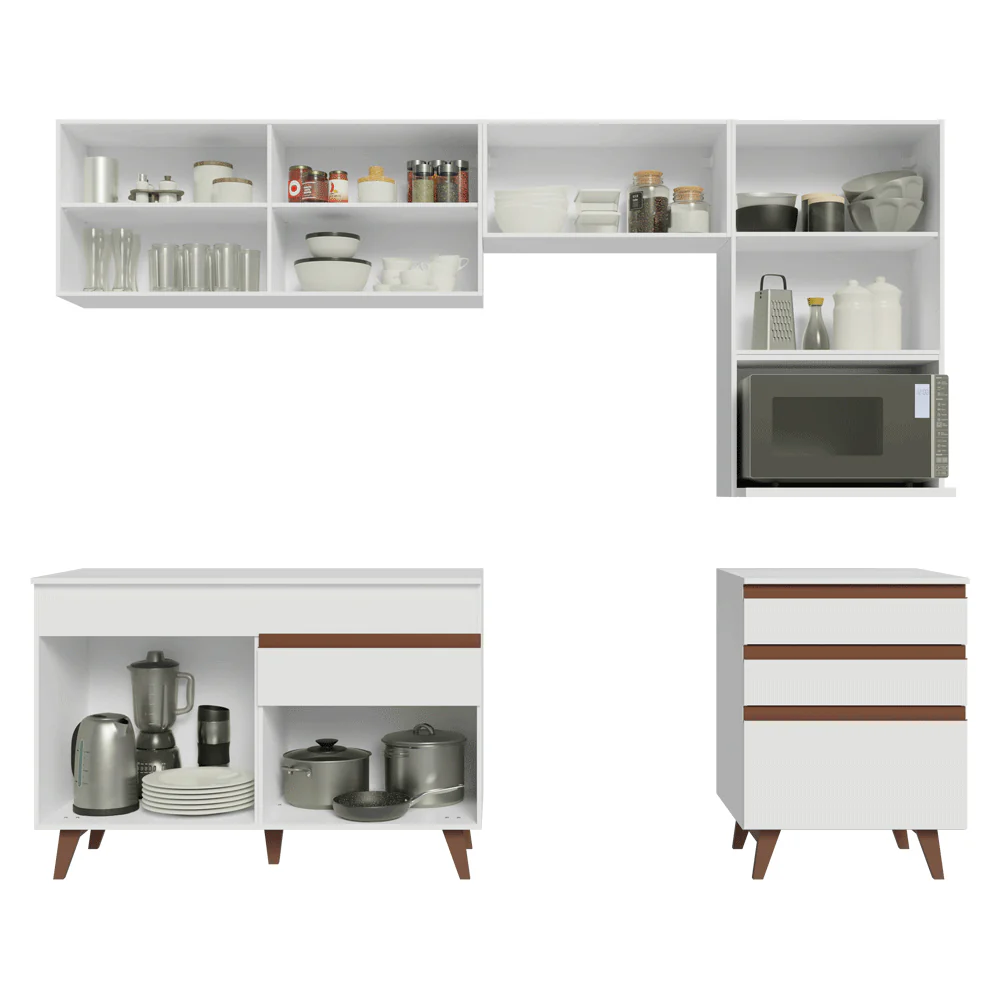 Armário de Cozinha Completa 250cm Branco Reims Madesa 07 - Image 5