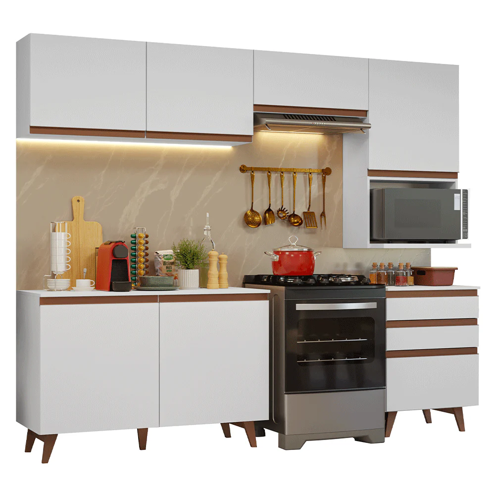 Armário de Cozinha Completa 250cm Branco Reims Madesa 08 - Image 2