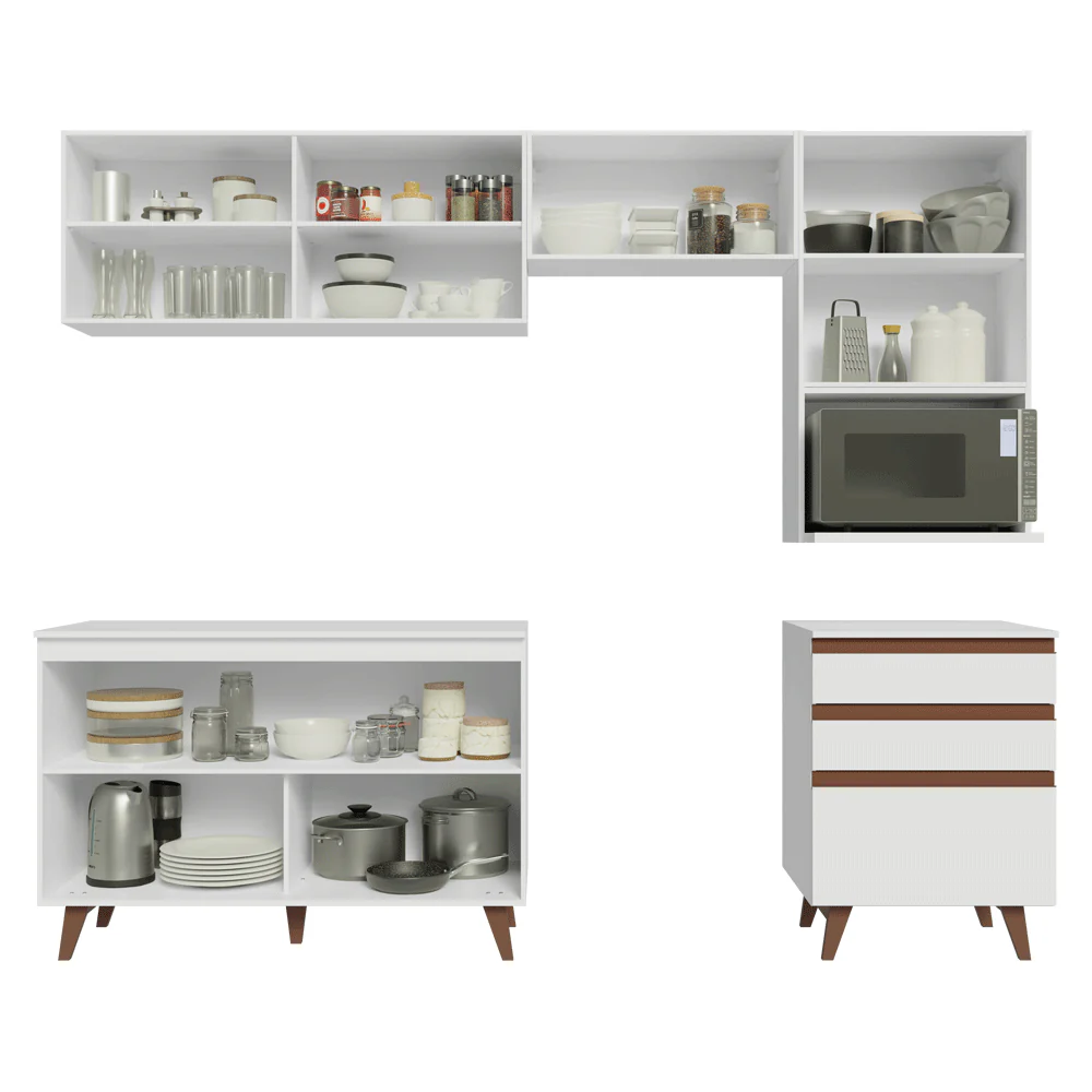 Armário de Cozinha Completa 250cm Branco Reims Madesa 08 - Image 5