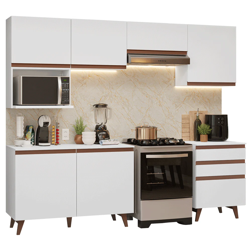 Armário de Cozinha Completa 250cm Branco Reims Madesa 09 - Image 2