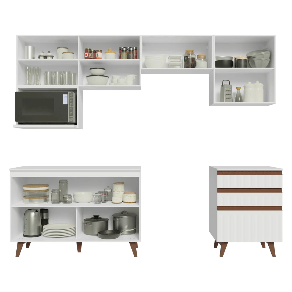 Armário de Cozinha Completa 250cm Branco Reims Madesa 09 - Image 5