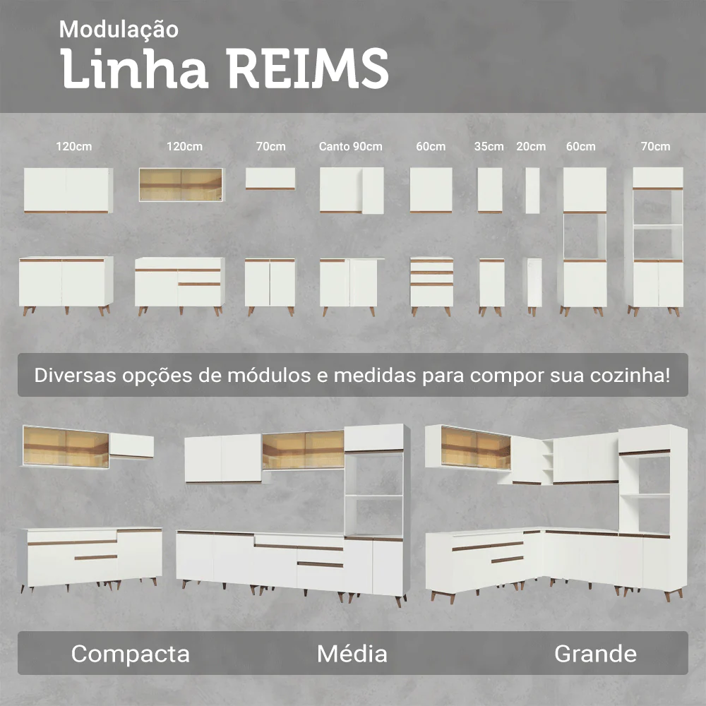 Armário de Cozinha Completa 250cm Branco Reims Madesa 10 - Image 10