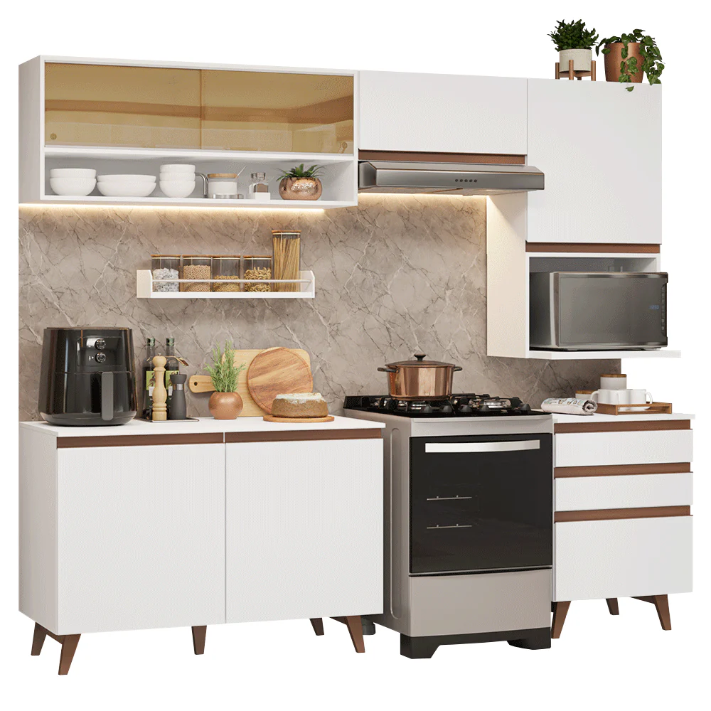 Armário de Cozinha Completa 250cm Branco Reims Madesa 10 - Image 2