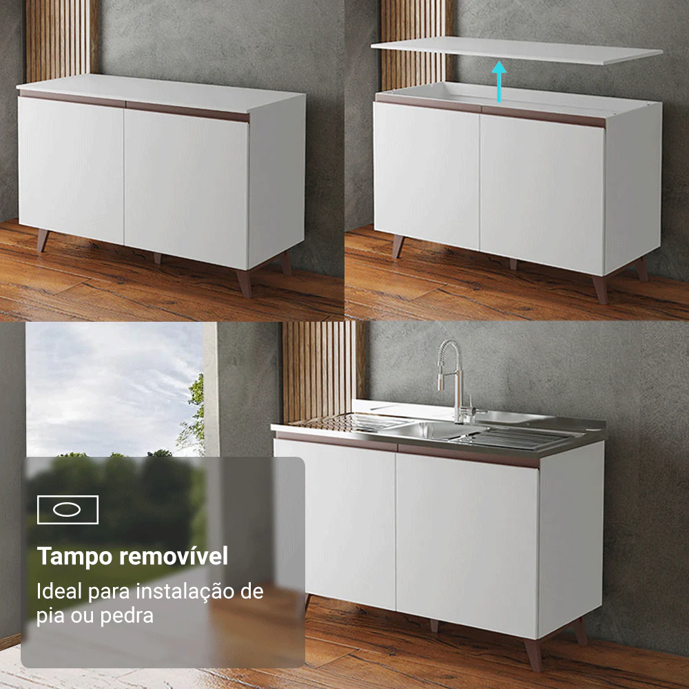 Armário de Cozinha Completa 250cm Branco Reims Madesa 10 - Image 7