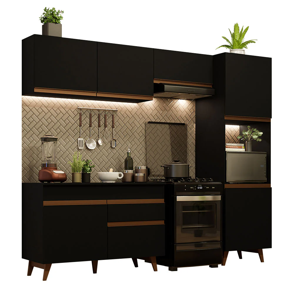 Armário de Cozinha Completa 250cm Preto Reims Madesa 06 - Image 2