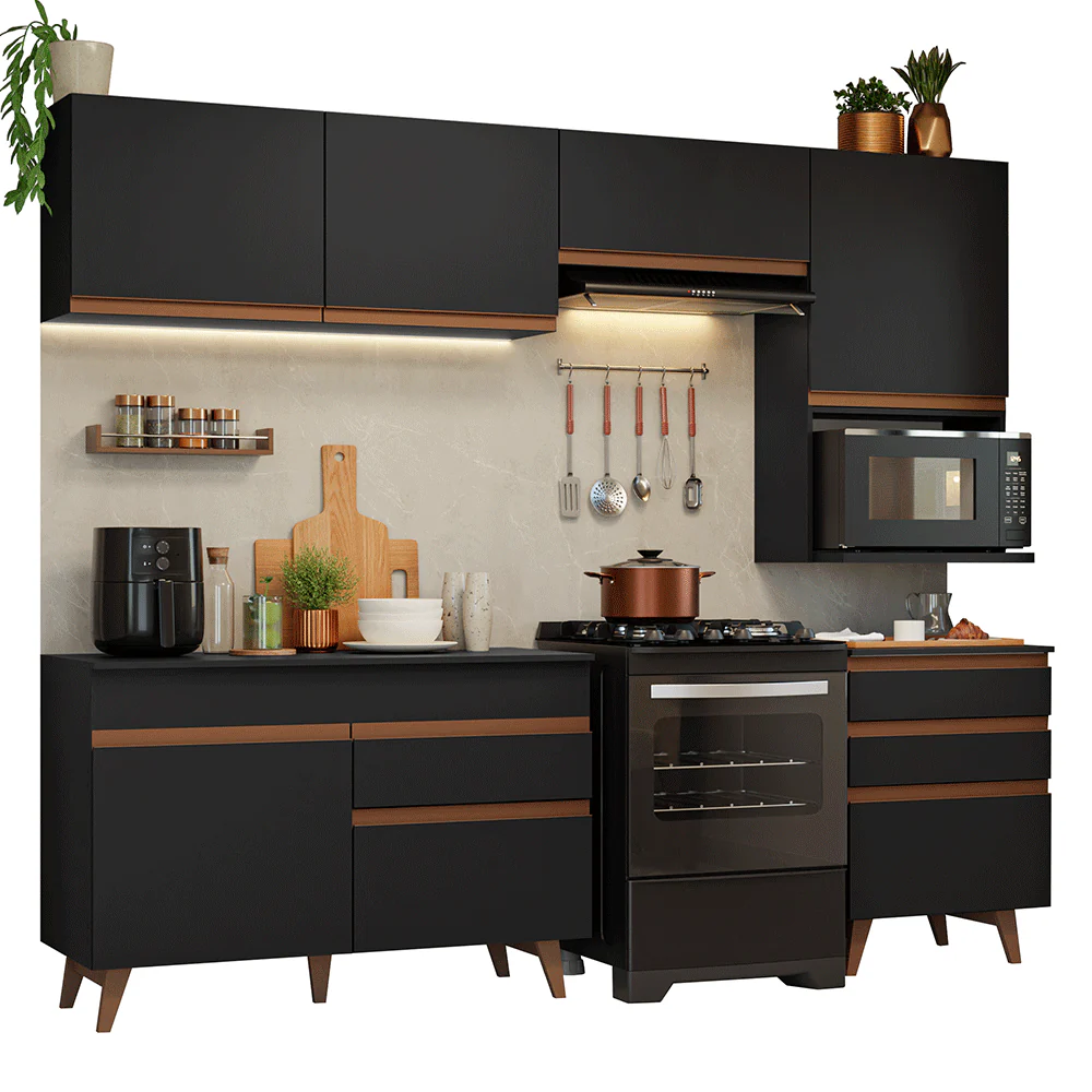 Armário de Cozinha Completa 250cm Preto Reims Madesa 07 - Image 2