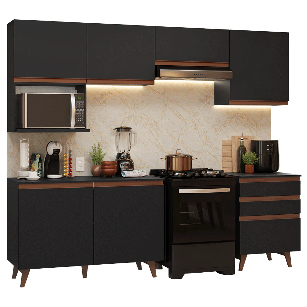 Armário de Cozinha Completa 250cm Preto Reims Madesa 09 - Image 2