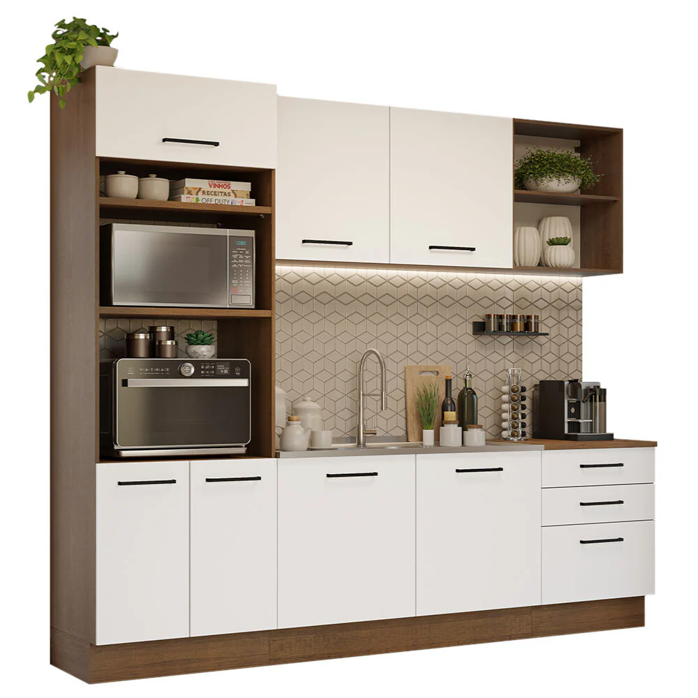 Armário de Cozinha Completa 250cm Rustic/Branco Agata Madesa 01 - Image 2