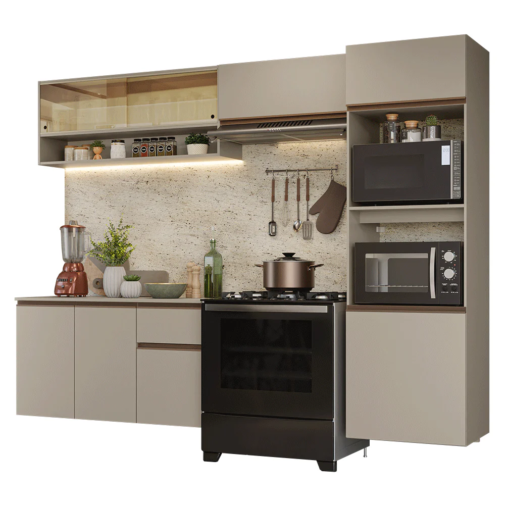 Armário de Cozinha Completa 260 cm Suspenso Crema Nice Madesa 10 - Image 2