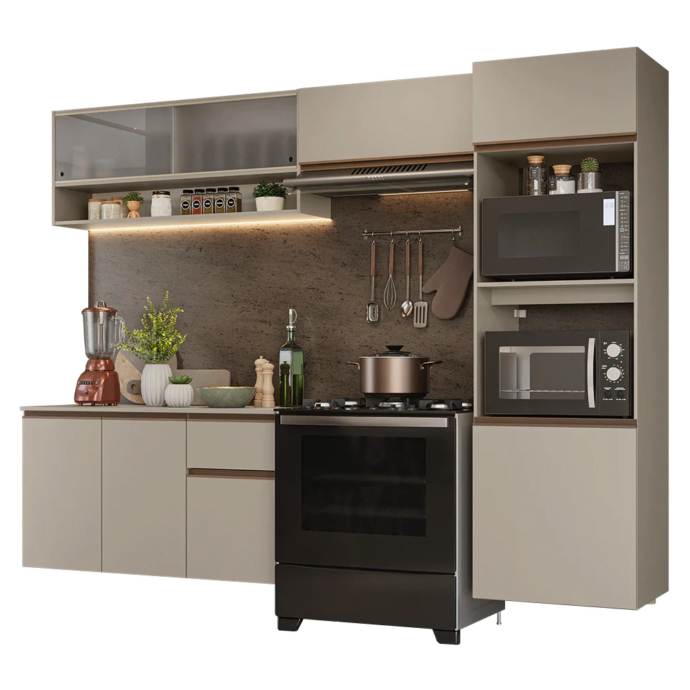 Armário de Cozinha Completa 260 cm Suspenso Crema Nice Madesa 11 - Image 2