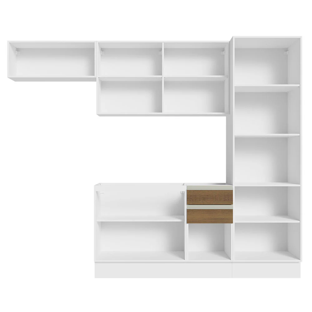 Armário de Cozinha Completa 260cm 100% MDF Branco/Rustic Acordes Madesa 04 - Image 6