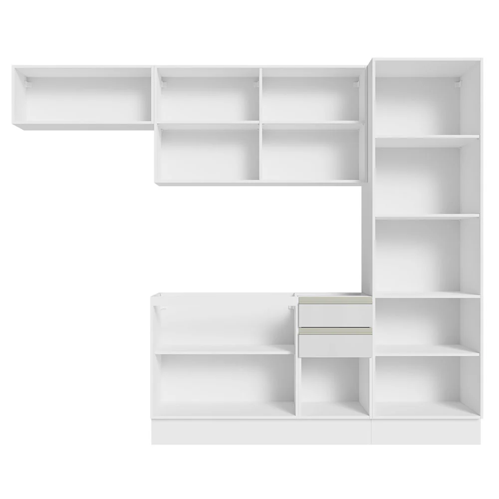 Armário de Cozinha Completa 260cm 100% MDF Frentes Branco Brilho Acordes Madesa 04 - Image 6