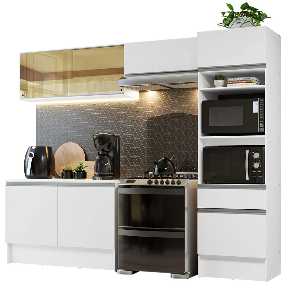 Armário de Cozinha Completa 260cm Branco Diamante Madesa 02 - Image 2