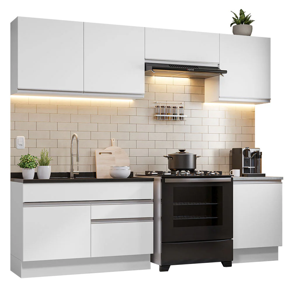 Armário de Cozinha Completa 260cm Branco Glamy Madesa 04 - Image 2