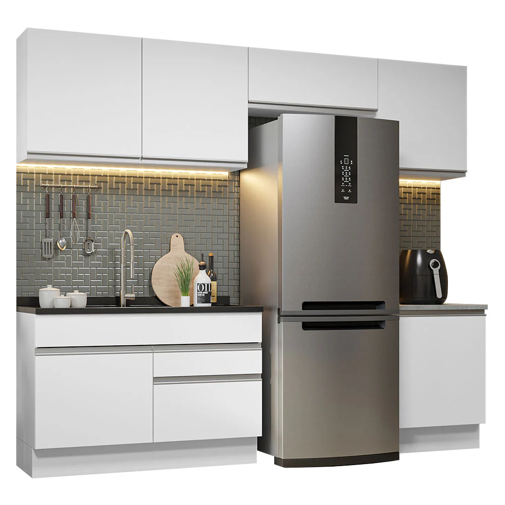 Armário de Cozinha Completa 260cm Branco Glamy Madesa 05 - Image 2