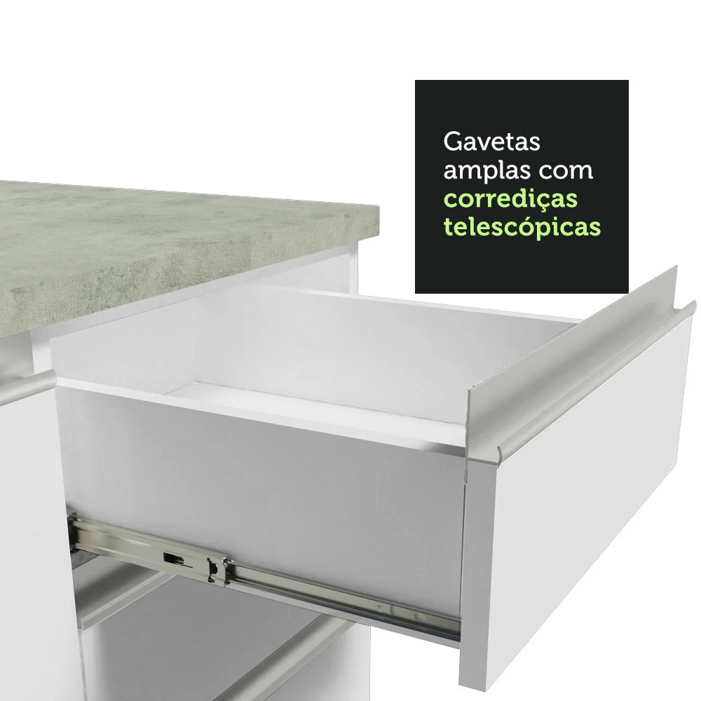 Armário de Cozinha Completa 260cm Branco Glamy Madesa 05 - Image 8