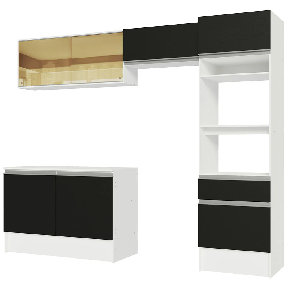 Armário de Cozinha Completa 260cm Branco/Preto Diamante Madesa 02 - Image 10