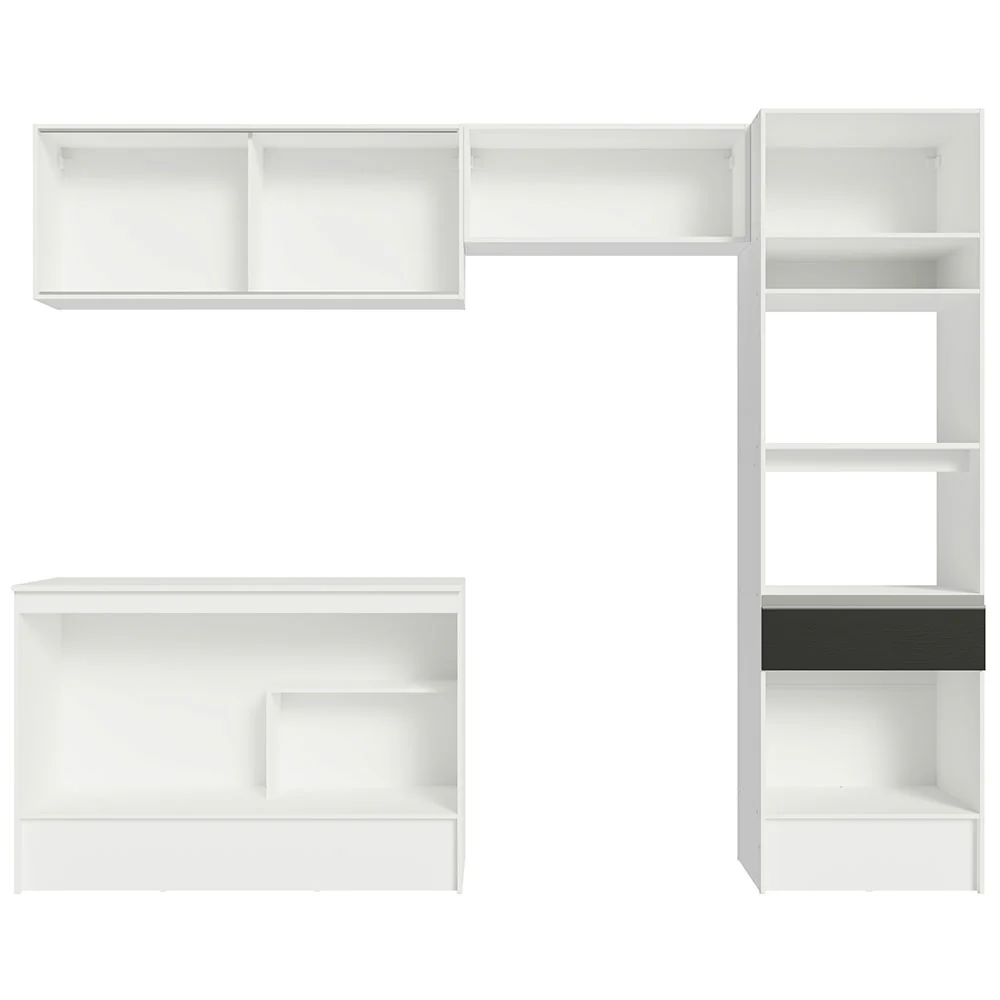 Armário de Cozinha Completa 260cm Branco/Preto Diamante Madesa 02 - Image 11