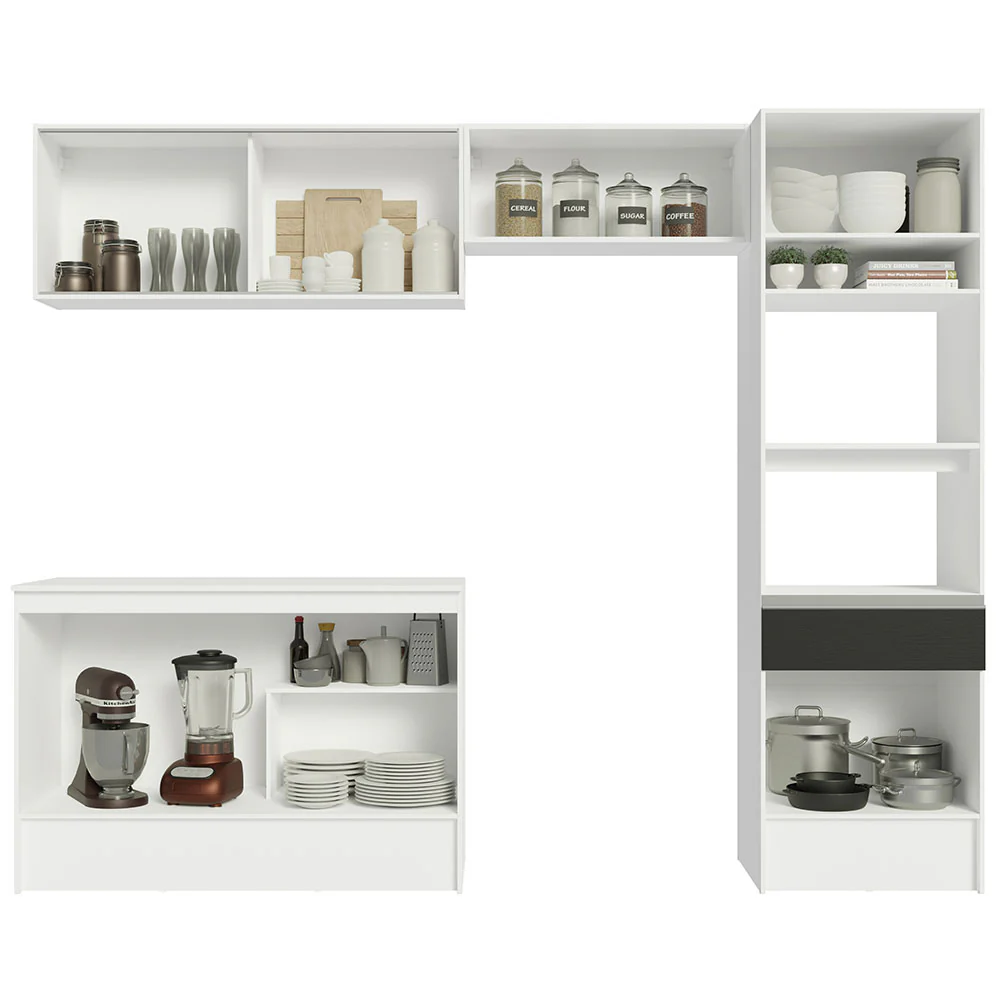Armário de Cozinha Completa 260cm Branco/Preto Diamante Madesa 02 - Image 5
