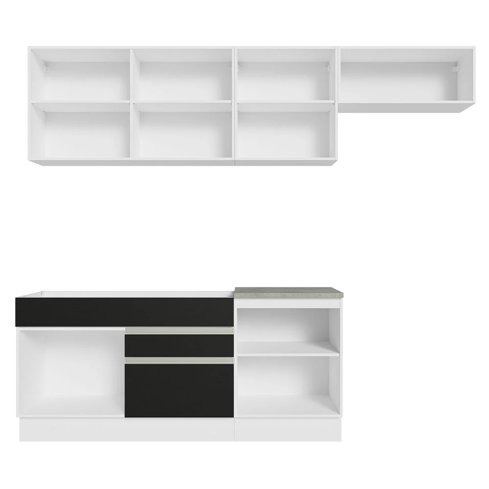 Armário de Cozinha Completa 260cm Branco/Preto Glamy Madesa 03 - Image 6
