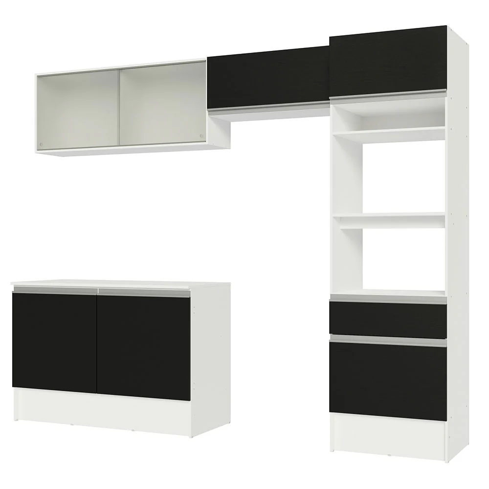 Armário de Cozinha Completa 260cm Branco/Preto Topazio Madesa 01 - Image 10