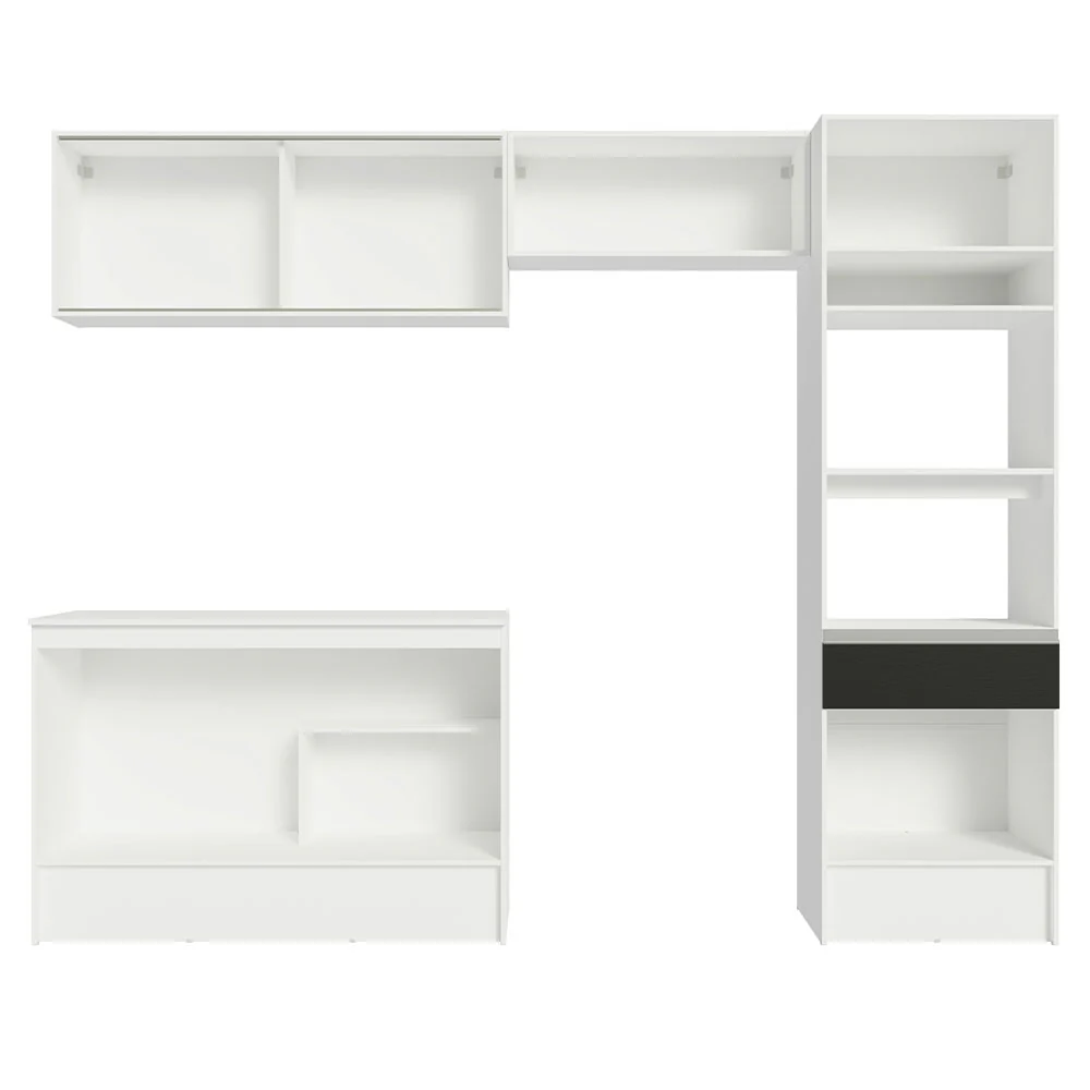 Armário de Cozinha Completa 260cm Branco/Preto Topazio Madesa 01 - Image 11