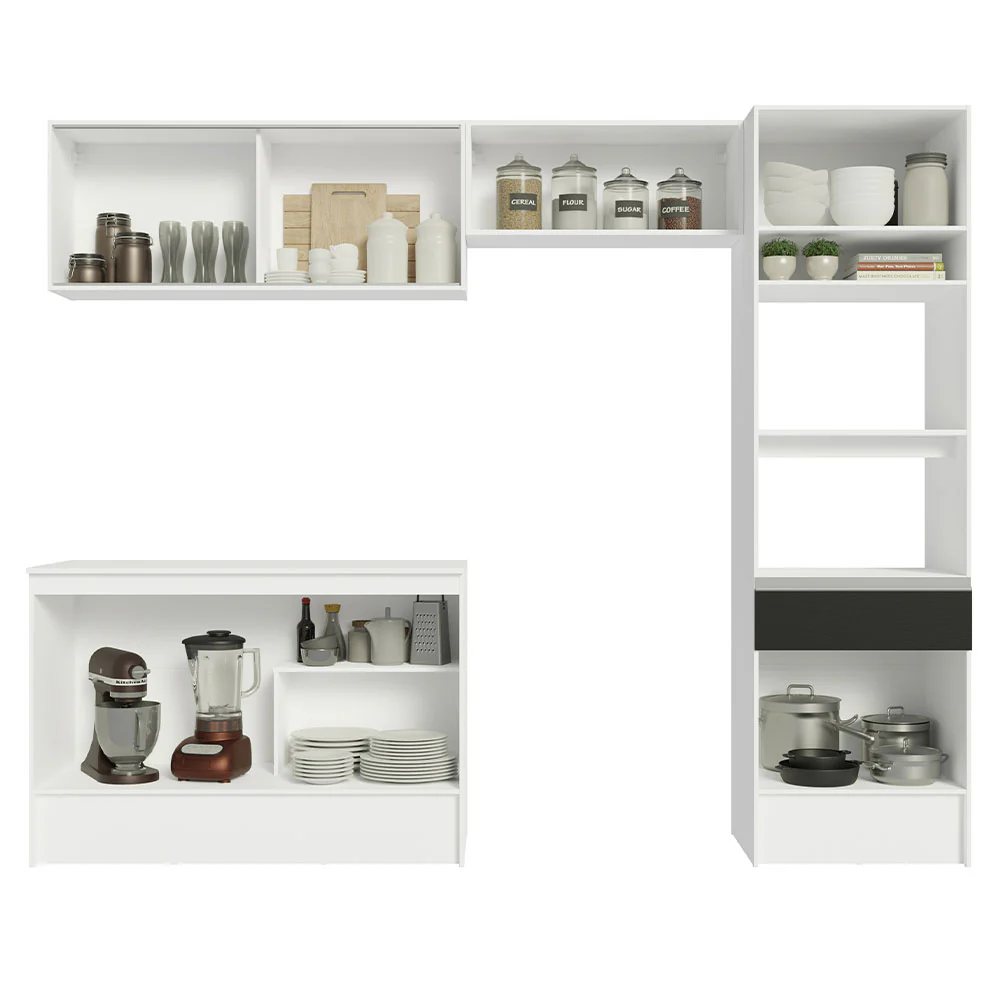 Armário de Cozinha Completa 260cm Branco/Preto Topazio Madesa 01 - Image 5