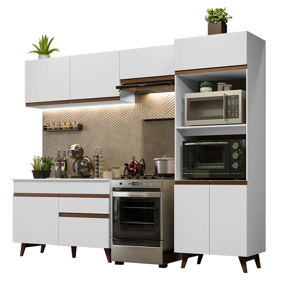Armário de Cozinha Completa 260cm Branco Reims Madesa 09 - Image 2