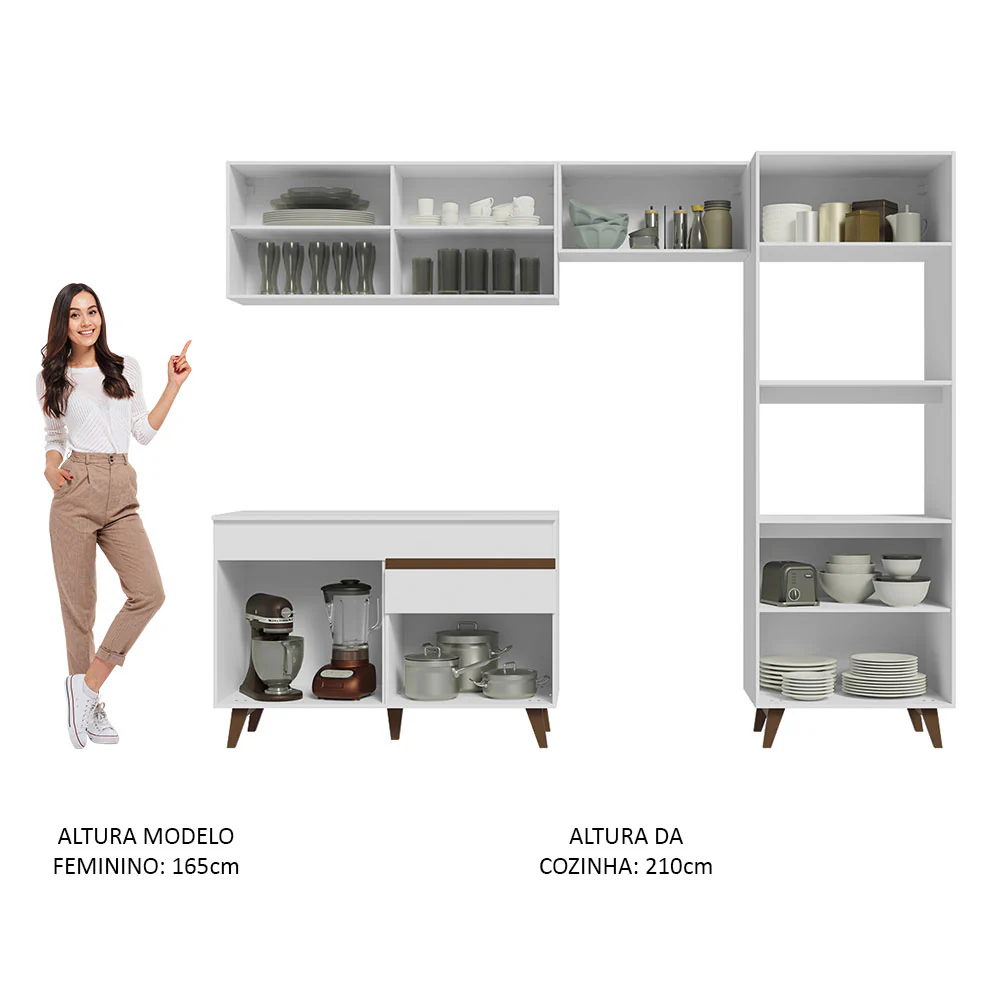 Armário de Cozinha Completa 260cm Branco Reims Madesa 09 - Image 5