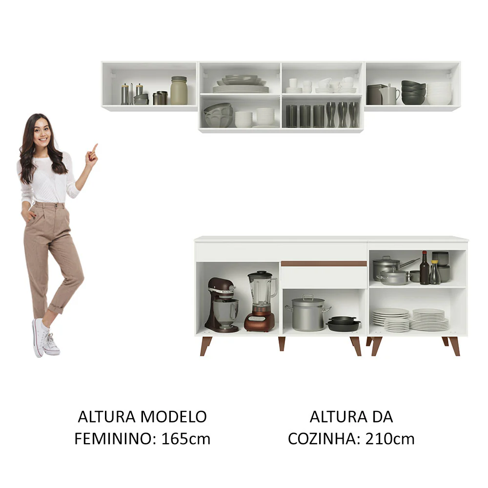Armário de Cozinha Completa 260cm Branco Reims Madesa 10 - Image 5