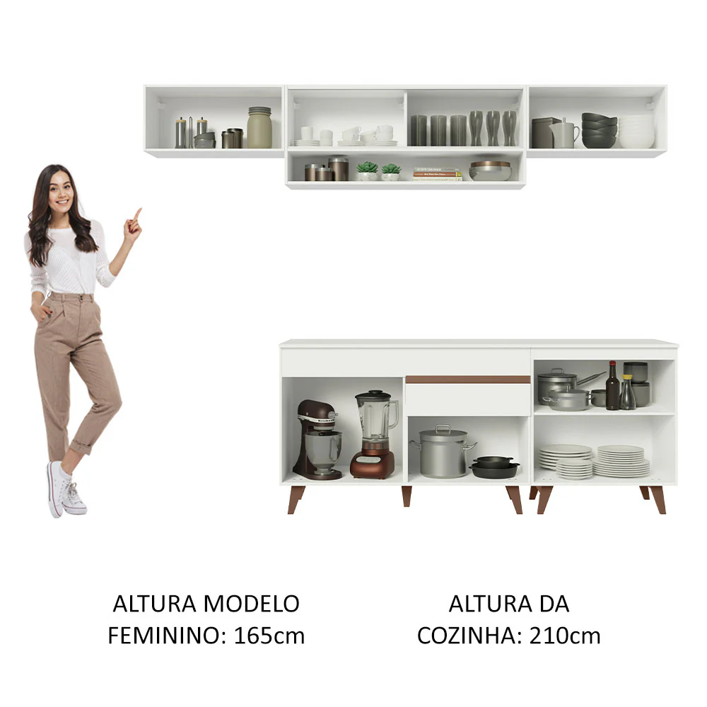 Armário de Cozinha Completa 260cm Branco Reims Madesa 11 - Image 5