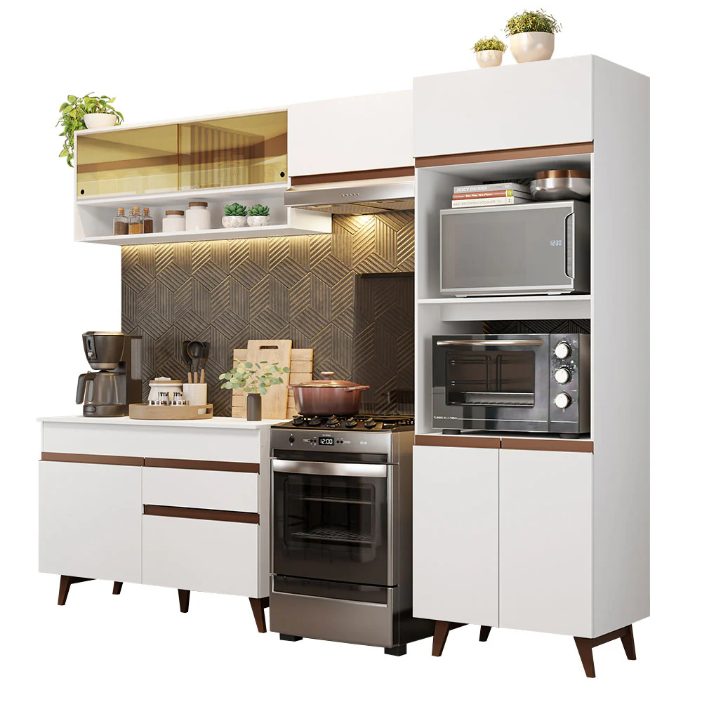 Armário de Cozinha Completa 260cm Branco Reims Madesa 12 - Image 2