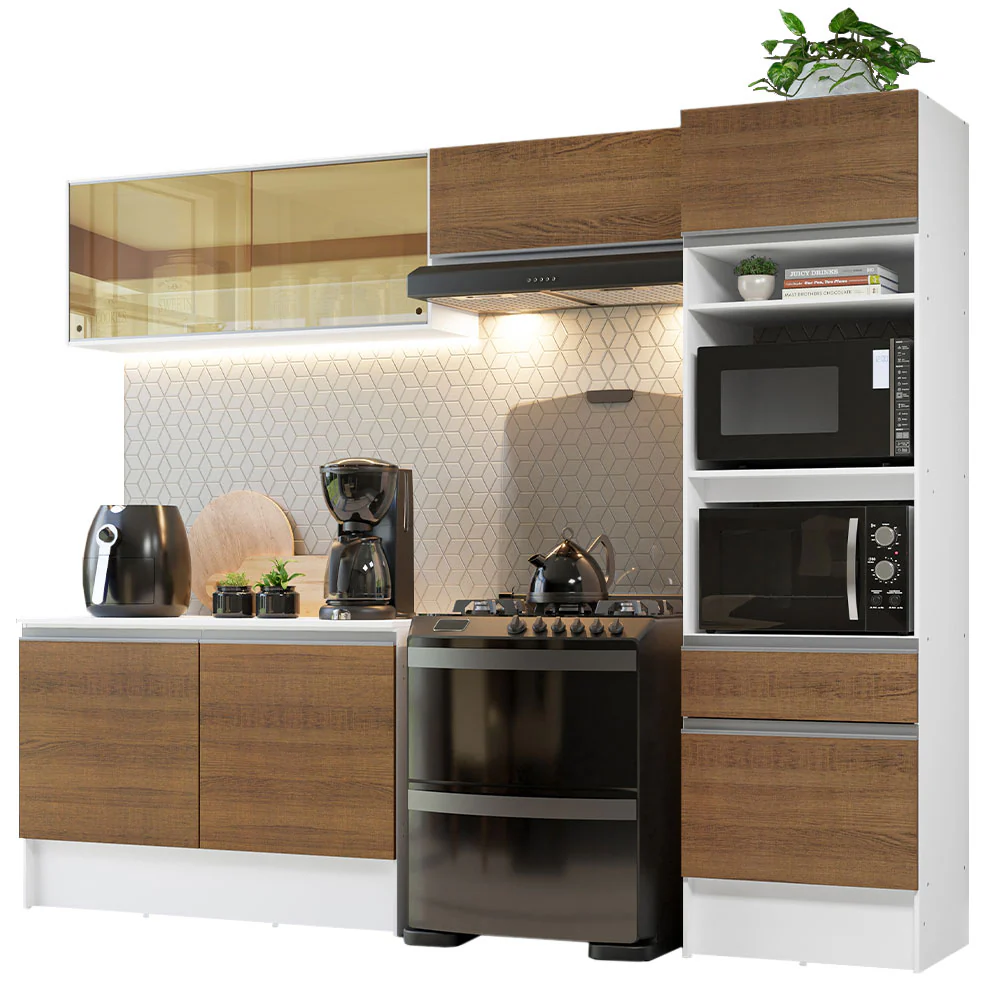 Armário de Cozinha Completa 260cm Branco/Rustic Diamante Madesa 02 - Image 2