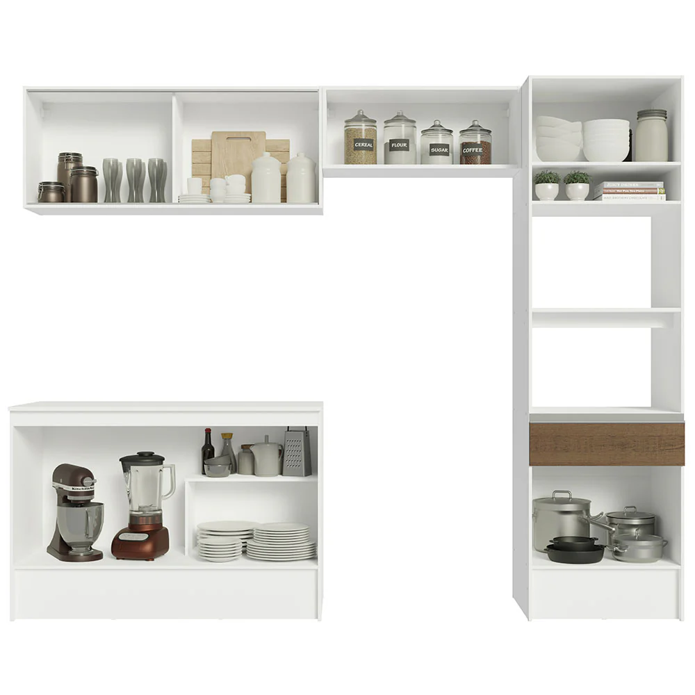 Armário de Cozinha Completa 260cm Branco/Rustic Diamante Madesa 02 - Image 5