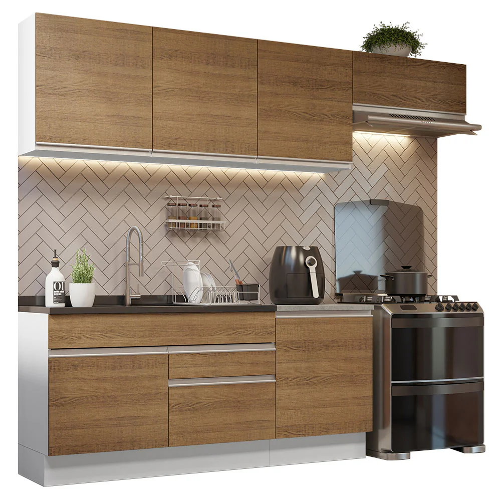 Armário de Cozinha Completa 260cm Branco/Rustic Glamy Madesa 03 - Image 2