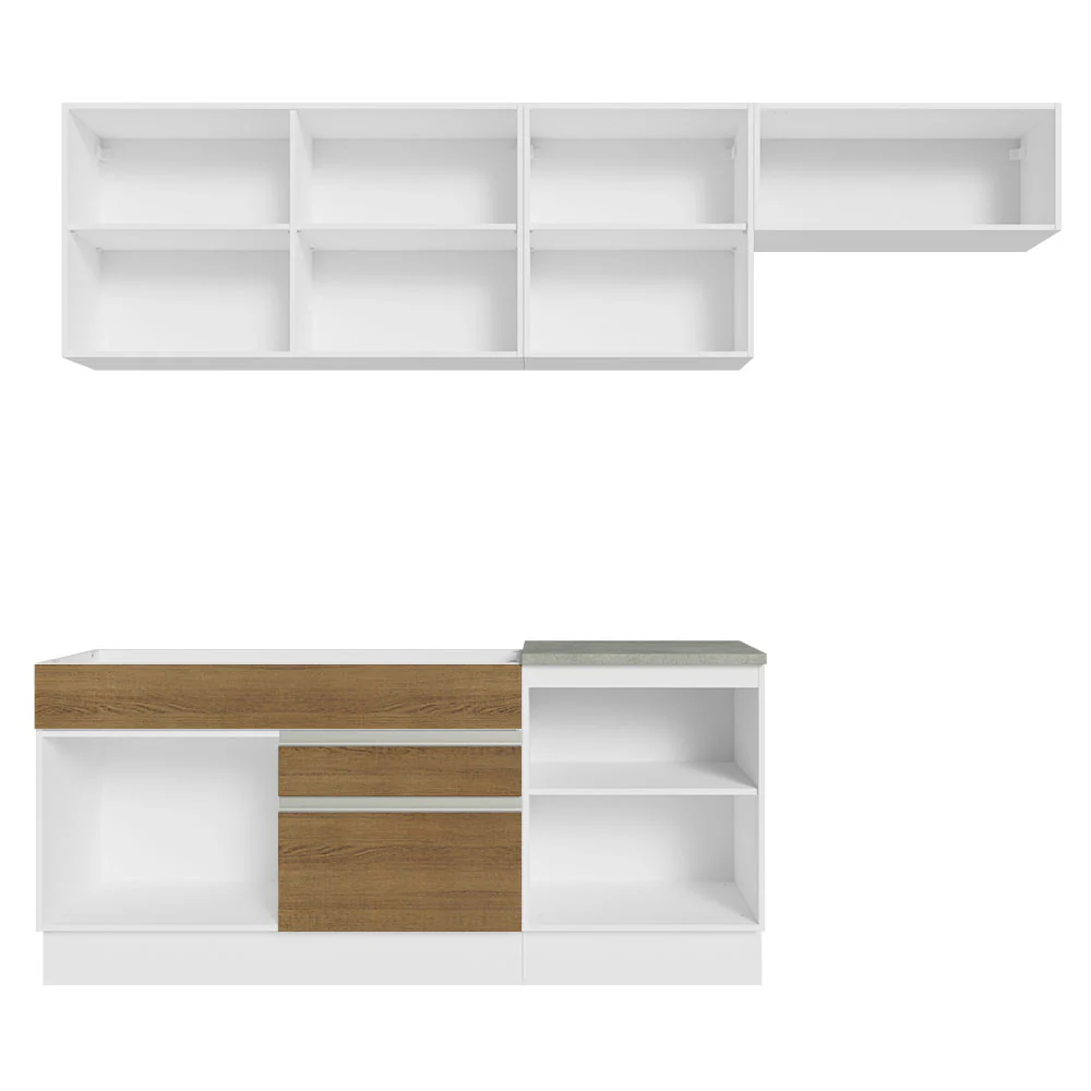 Armário de Cozinha Completa 260cm Branco/Rustic Glamy Madesa 03 - Image 6