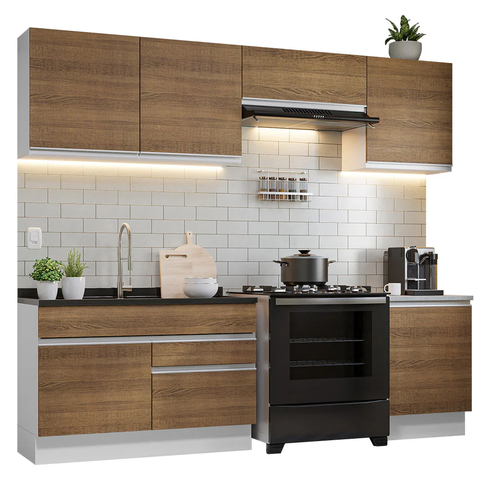 Armário de Cozinha Completa 260cm Branco/Rustic Glamy Madesa 04 - Image 2
