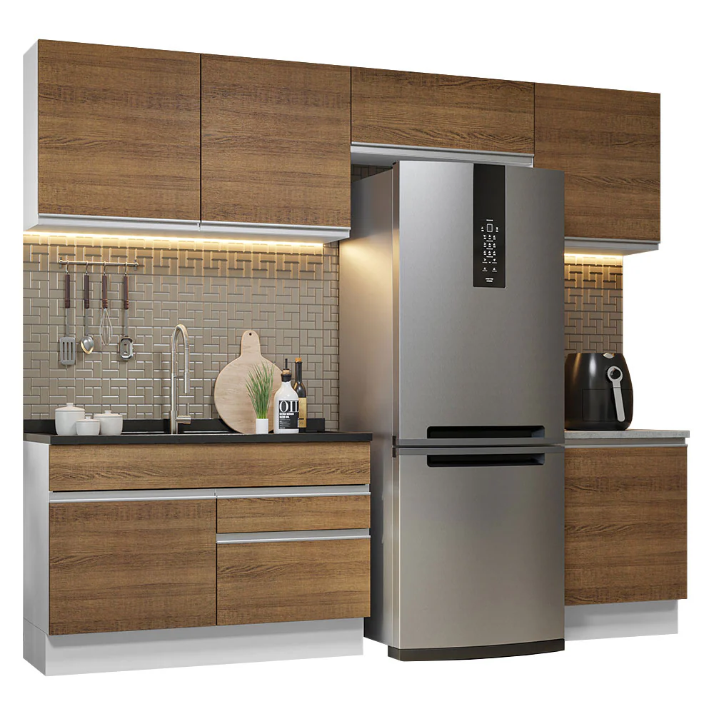Armário de Cozinha Completa 260cm Branco/Rustic Glamy Madesa 05 - Image 2