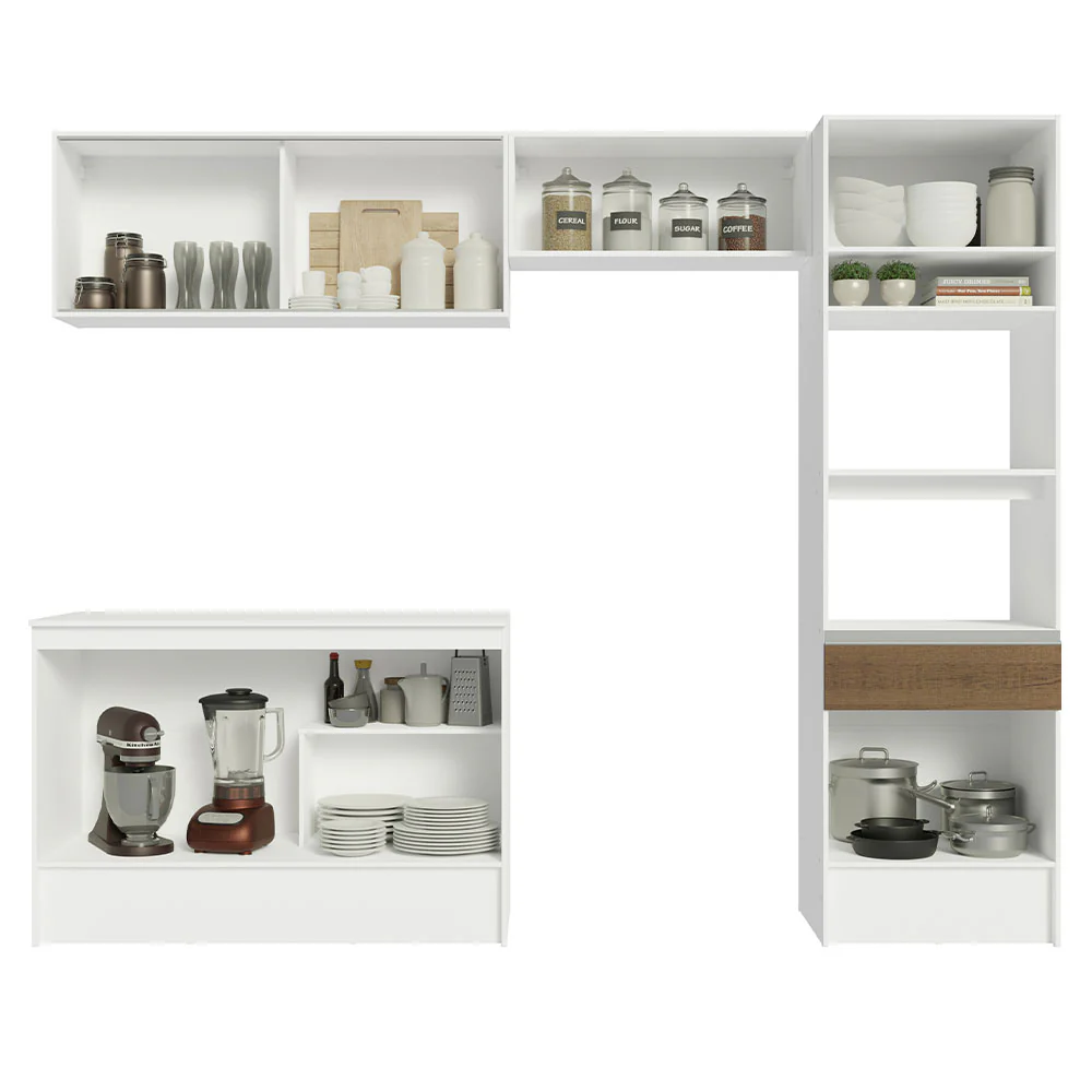 Armário de Cozinha Completa 260cm Branco/Rustic Topazio Madesa 01 - Image 5