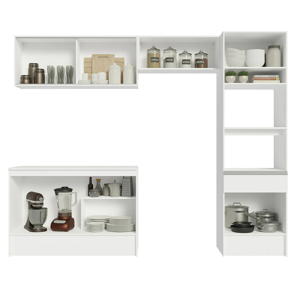 Armário de Cozinha Completa 260cm Branco Topazio Madesa 01 - Image 5
