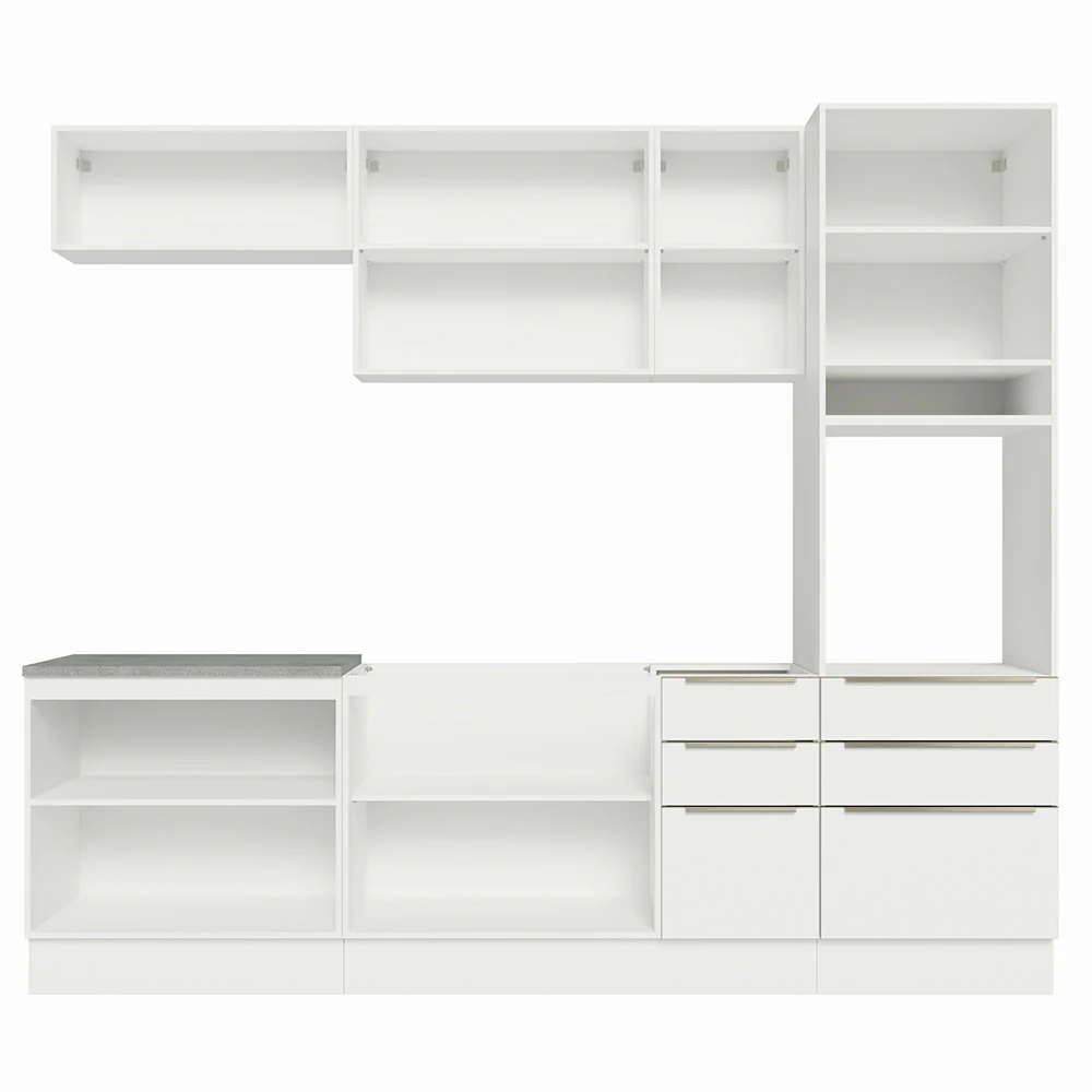 Armário de Cozinha Completa 260 x 60 cm Branco Veludo Lux Madesa 08 - Image 11