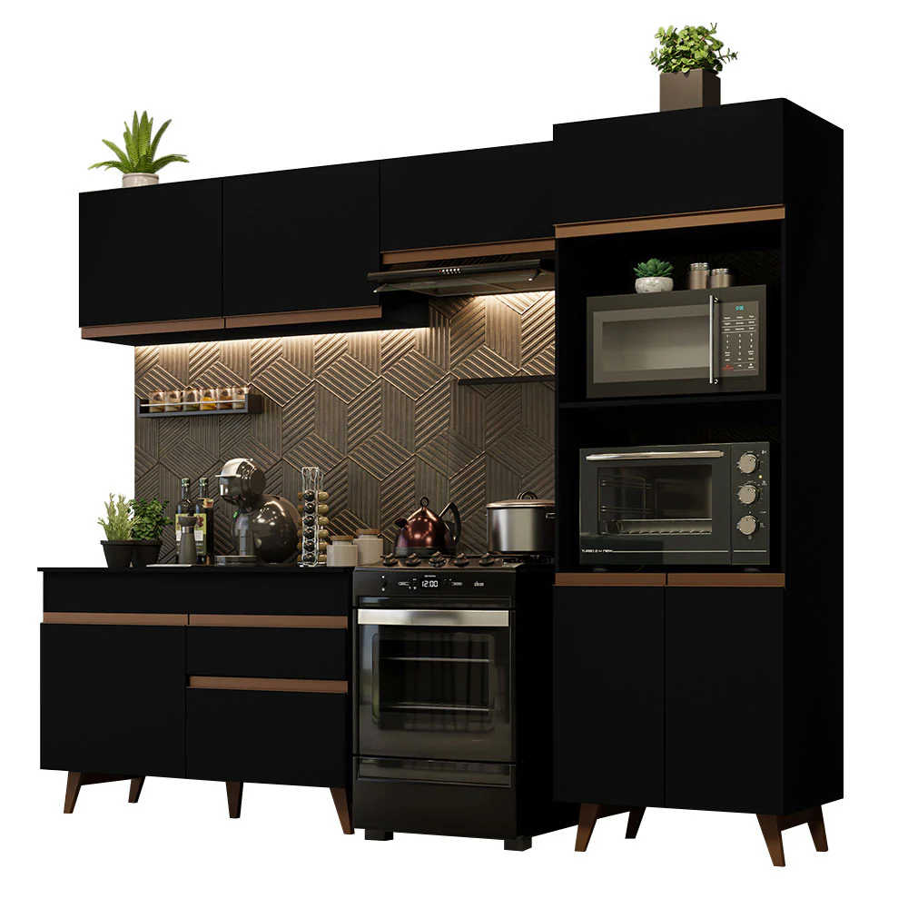Armário de Cozinha Completa 260cm Preto Reims Madesa 09 - Image 2