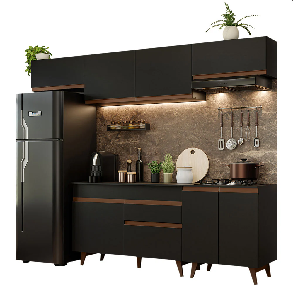 Armário de Cozinha Completa 260cm Preto Reims Madesa 10 - Image 2