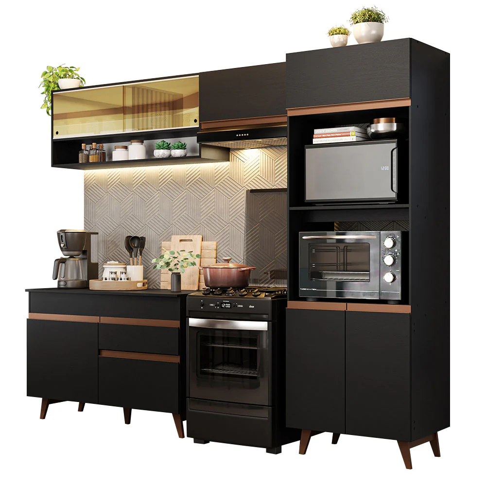 Armário de Cozinha Completa 260cm Preto Reims Madesa 12 - Image 2