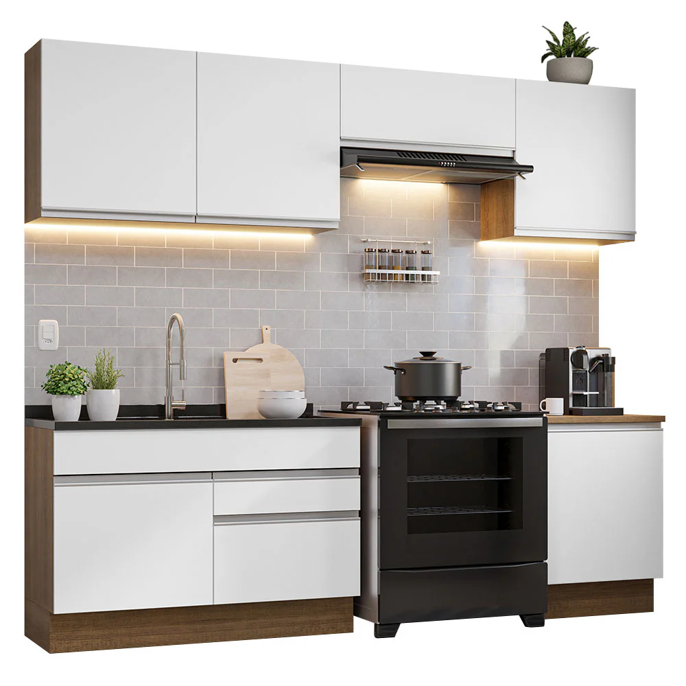 Armário de Cozinha Completa 260cm Rustic/Branco Glamy Madesa 04 - Image 2