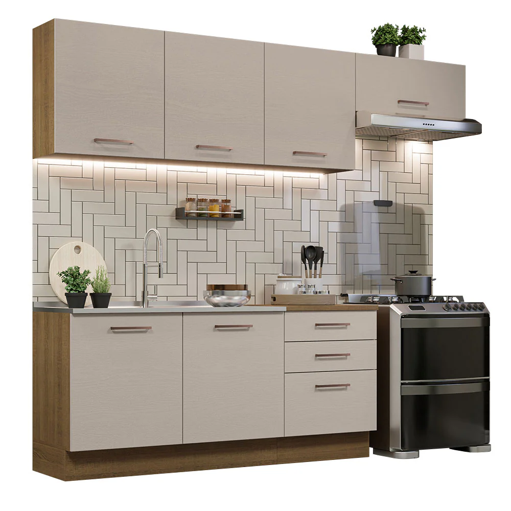 Armário de Cozinha Completa 260cm Rustic/Crema Agata Madesa 02 - Image 2